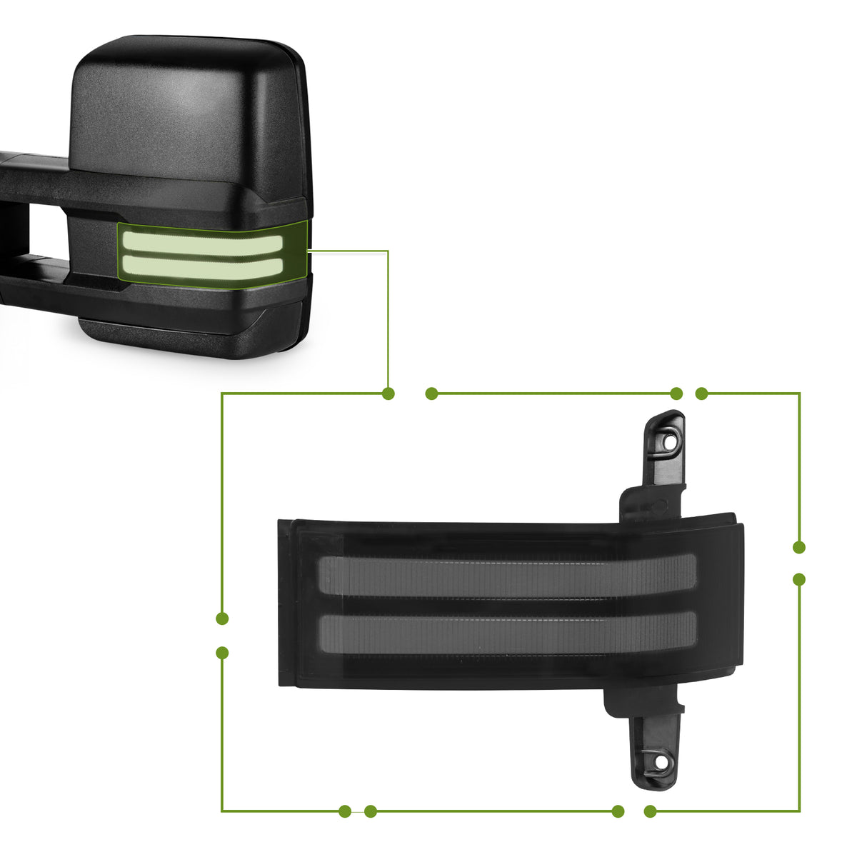 SIZIOM® Replacement Parts- Left/Driver Side Switchback/Dynamic Light Smoke