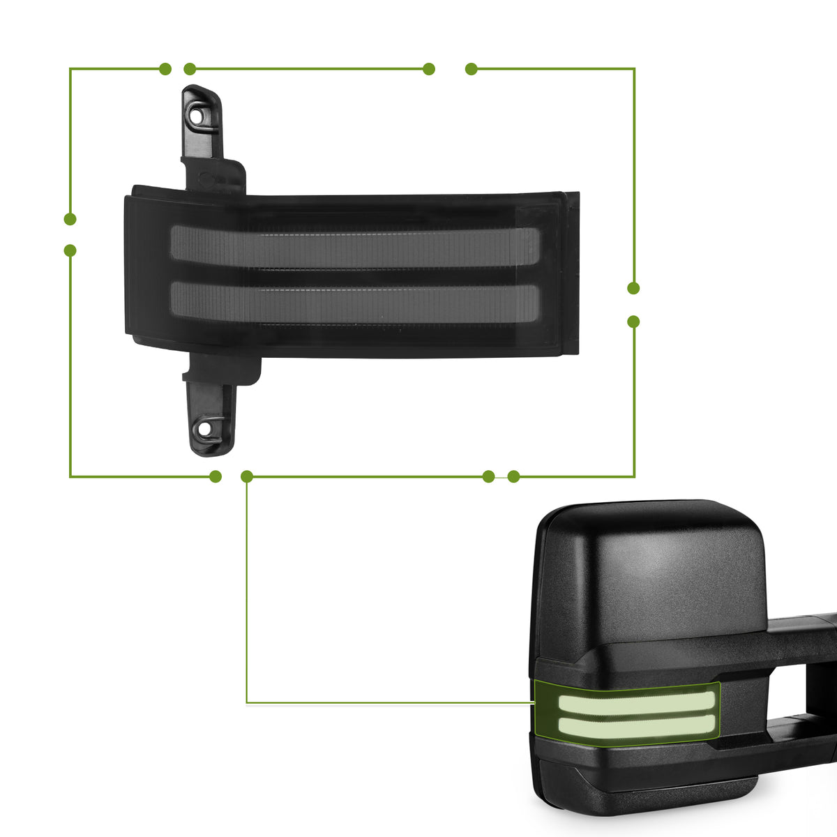 SIZIOM® Replacement Parts- Right/Passenger Side Switchback/Dynamic Light Smoke