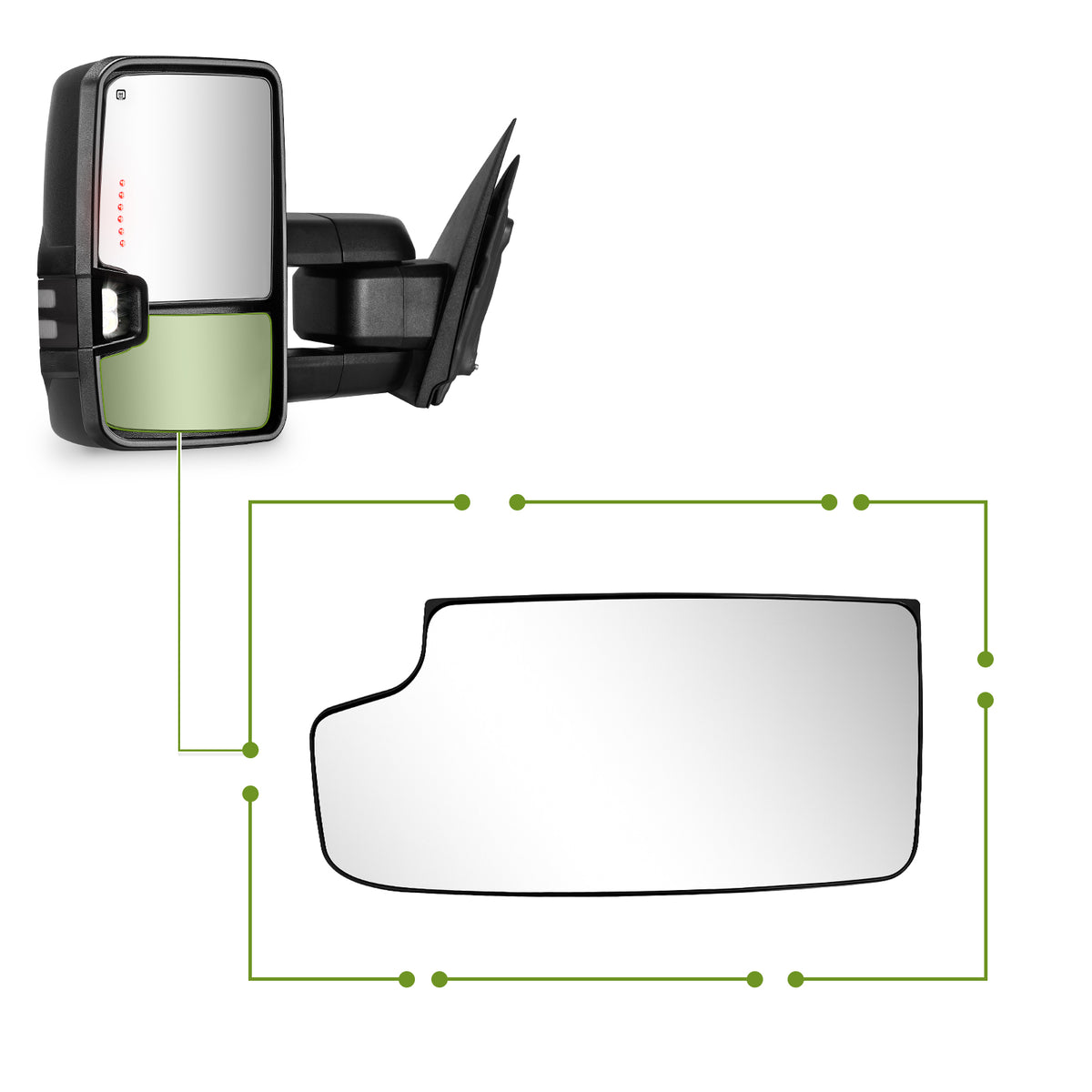 SIZIOM® Driver Left Side Lower/Small/Convex Mirror Glass Replacement-2