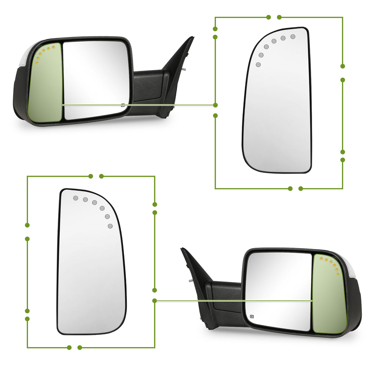 SIZIOM® Pair - Small/Convex Mirror Glass Replacement-2