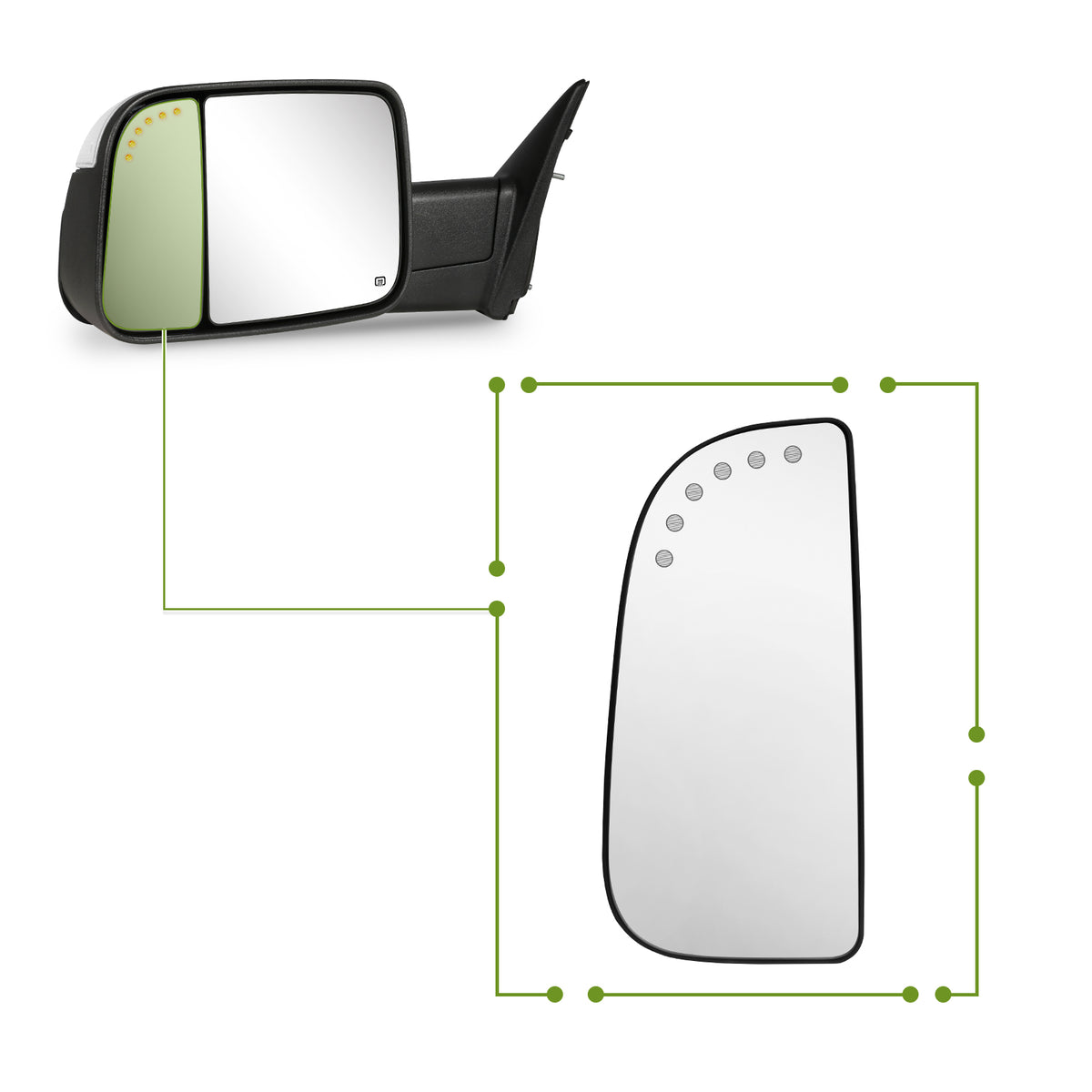 SIZIOM® Driver Left Side Small/Convex Mirror Glass Replacement-2