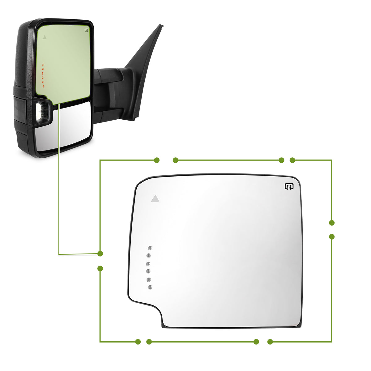 SIZIOM® Replacement Parts- Left/Driver Side Upper Glass with BSM